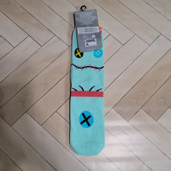 Disney Park Lilo & Stitch Scrump Aqua Green Yellow Socks with Pink Bow - Picture 2 of 6